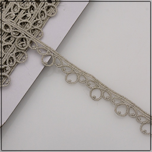[AY2229-WHITE GOLD] One Side Metallic Yarn Shuttle Lace
