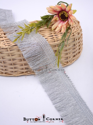 [KTL01 SILVER] Fancy Metallic Yarn Hanging lace