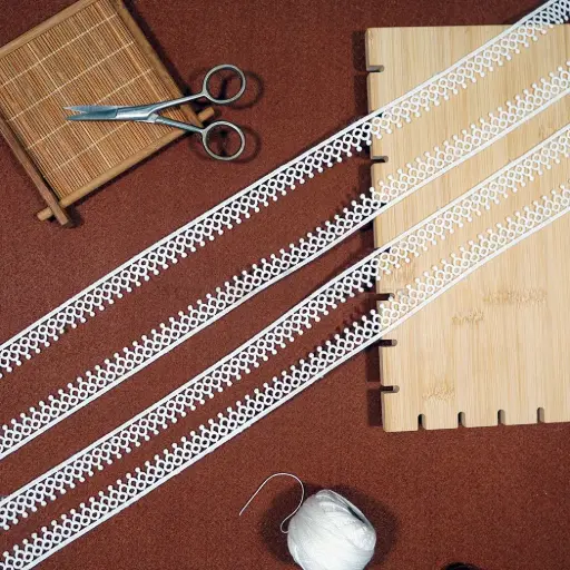 [85437-1 WHITE] One Side Border Shuttle Lace