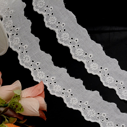 [IF4030-WHITE] Cotton One Side Border Lace