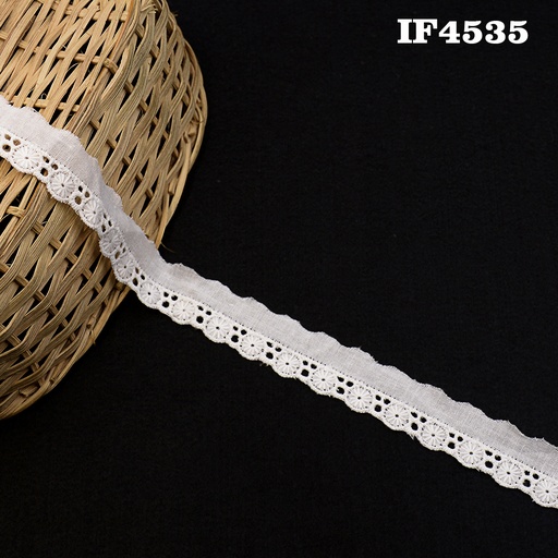[IF4535-WHITE] Cotton One Side Border Lace