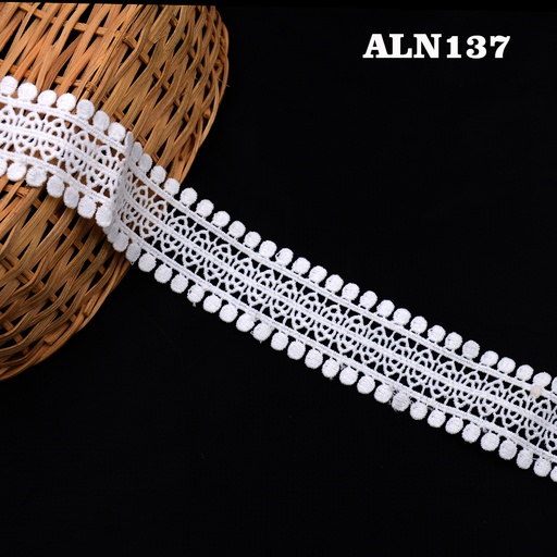 [ALN137-WHITE] Double Side Border Shuttle Lace