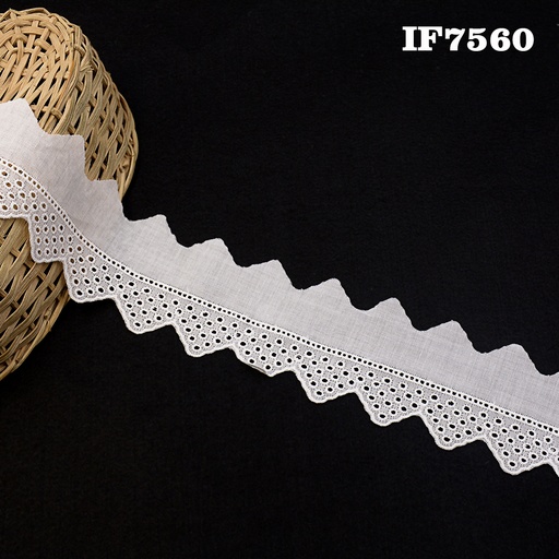 [IF7560-WHITE] Cotton One Side Border Lace
