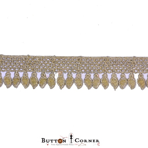 [D1015-LIGHT GOLD] Metallic Yarn Shuttle Hanging Lace
