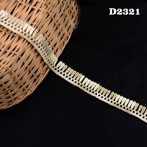 [D2321-LIGHT GOLD] Metallic Yarn Shuttle Lace