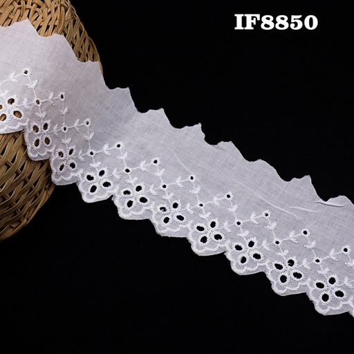 [IF8850-WHITE] Cotton One Side Border Lace