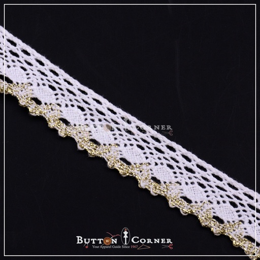 [CRL145 WHITE GOLD] Metallic Yarn Crochet Lace
