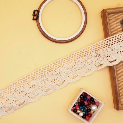 [CRL194 BEIGE] One Side Border Crochet Lace