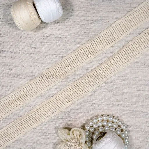 [CRL21 BEIGE] Double Side Border Crochet Lace