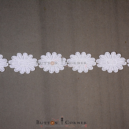 [20427 WHITE] Sunflower Shape Shuttle Lace