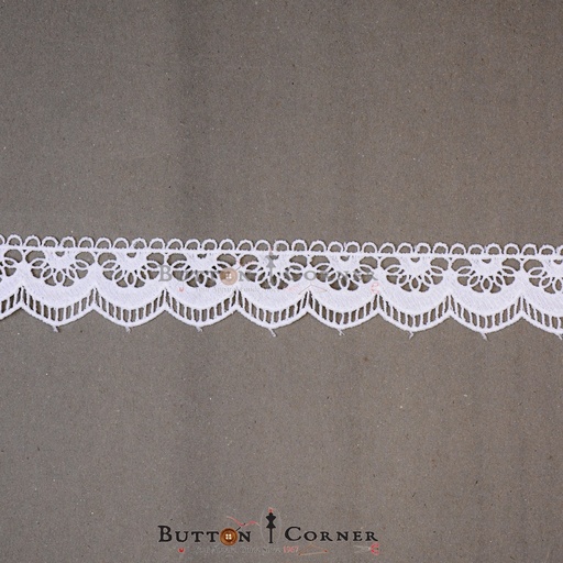 [20929-WHITE] One Side Border Shuttle Lace
