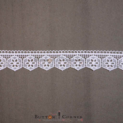 [21049-WHITE] One Side Border Shuttle Lace