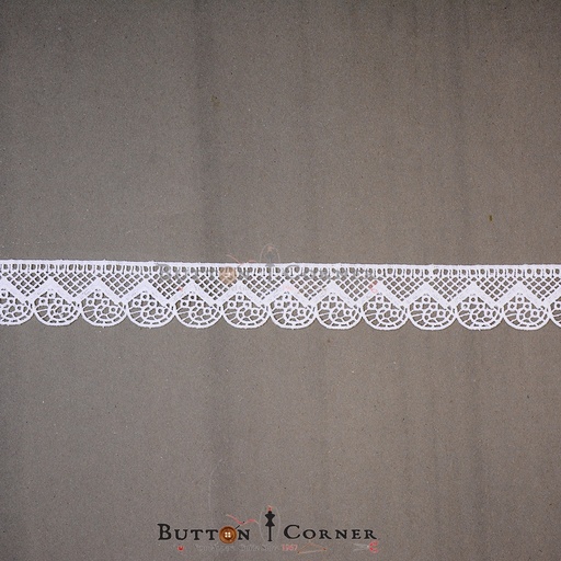 [21077-WHITE] One Side Border Shuttle Lace