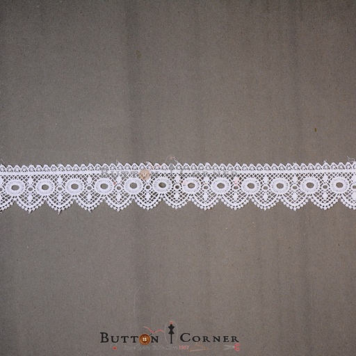 [21081-WHITE] One Side Border Shuttle Lace