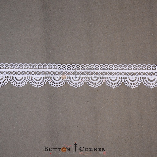 [21083-WHITE] One Side Border Shuttle Lace