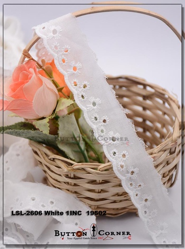 [LSL-2606 WHITE] Cotton One Side Border Lace