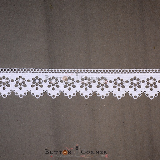 [21085 WHITE] One Side Border Shuttle Lace