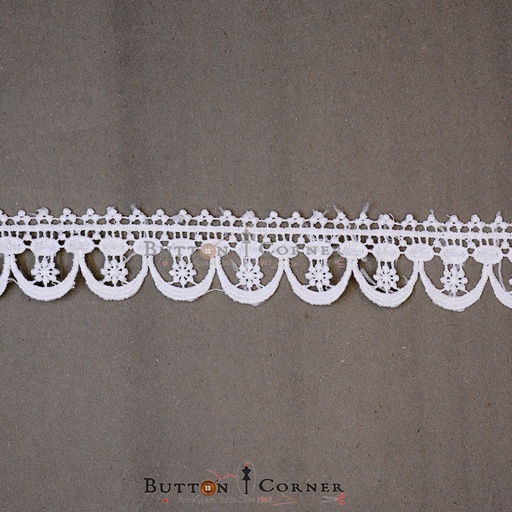 [21090-WHITE] One Side Border Shuttle Lace