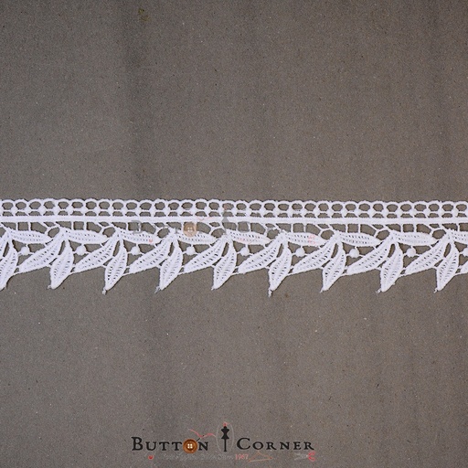[21105-WHITE] One Side Border Shuttle Lace