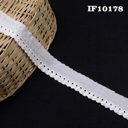 [IF10178-WHITE] Cotton One Side Border Lace