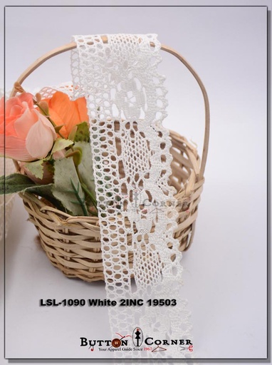 [LSL-1090 WHITE] One Side Border Crochet Lace