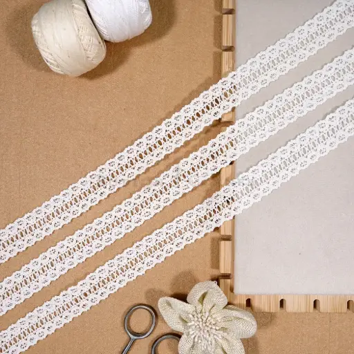 [CRL123 WHITE] Double Side Border Crochet Lace