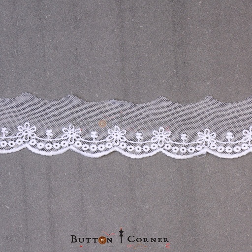[NL191-WHITE] One Side Border Net Lace