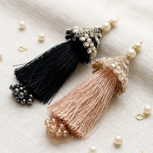 Fancy Pearl Crystal & Mirror Tassel