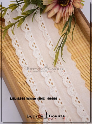 [LSL-8219-WHITE] Cotton One Side Border Lace