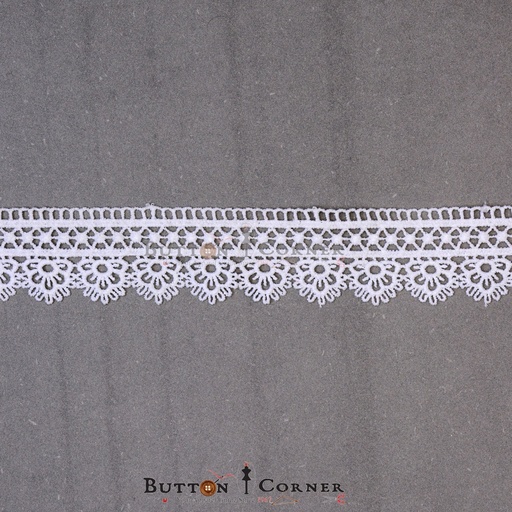 [21116-WHITE] One Side Border Shuttle Lace