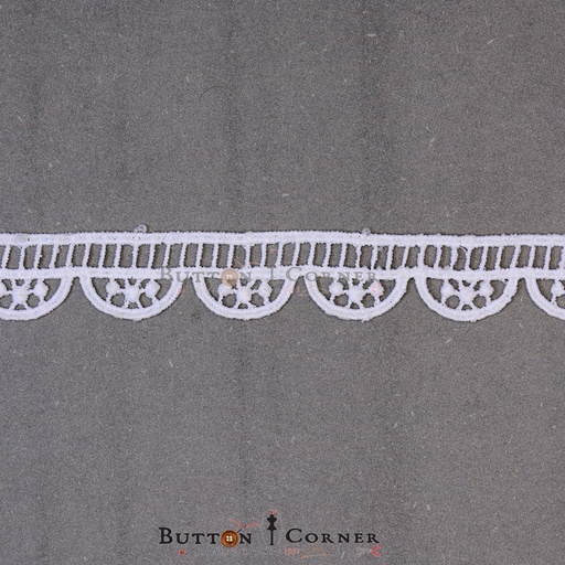 [21156-WHITE] One Side Border Shuttle Lace