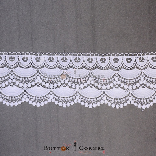 [21181-WHITE] One Side Border Shuttle Lace