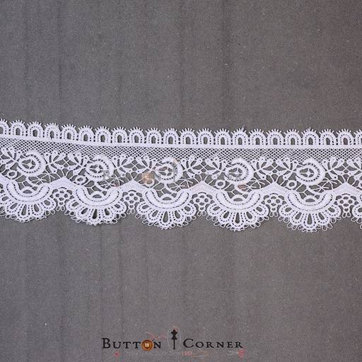 [21184-WHITE] One Side Border Shuttle Lace