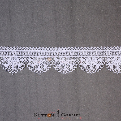 [21187-WHITE] One Side Border Shuttle Lace
