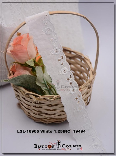 [LSL-16905 WHITE] Cotton One Side Border Lace