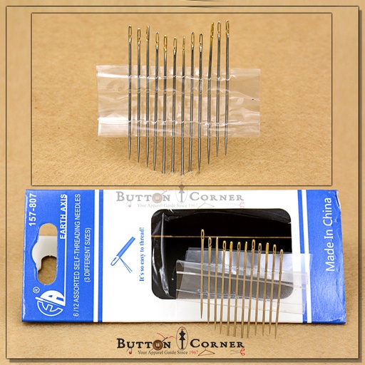 [157-807 SILVER] Self-Threading Needles In Gold Eyes
