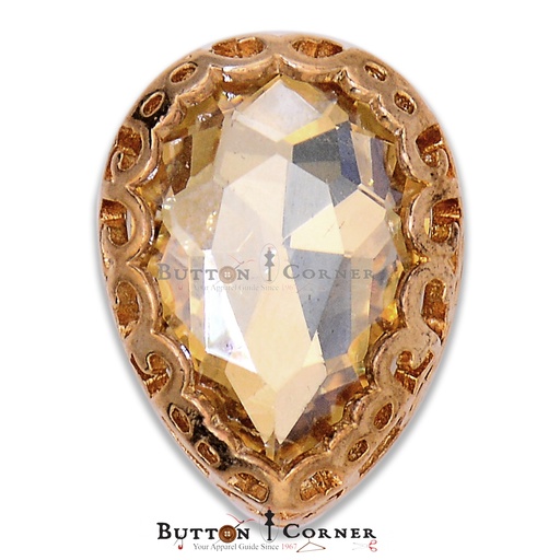 Drop Shape Crystal Metal Button