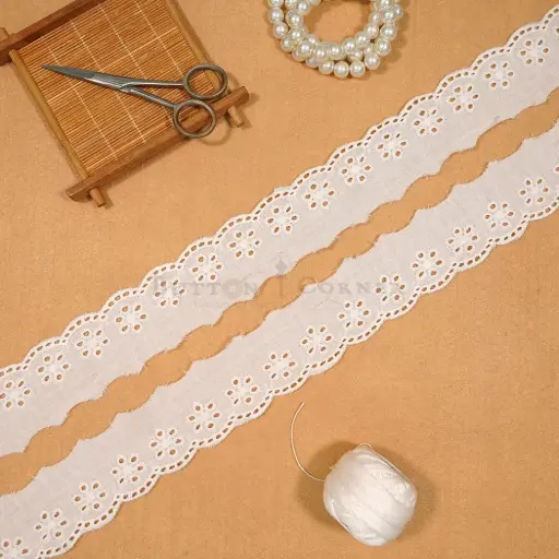 [CL06 WHITE] One Side Border Cotton Lace