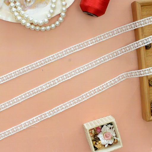 [8016 WHITE] Double Side Border Shuttle Lace