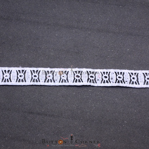 [8017 WHITE] Double Side Border Shuttle Lace