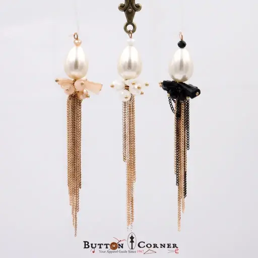 Fancy Glass Beads Pearl Hanging Button