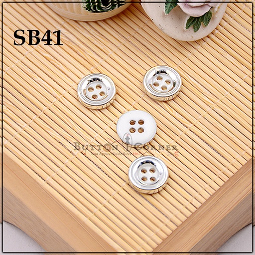 [SB41-SILVER WHITE] Deep 2 Color 4 Hole Plastic Button