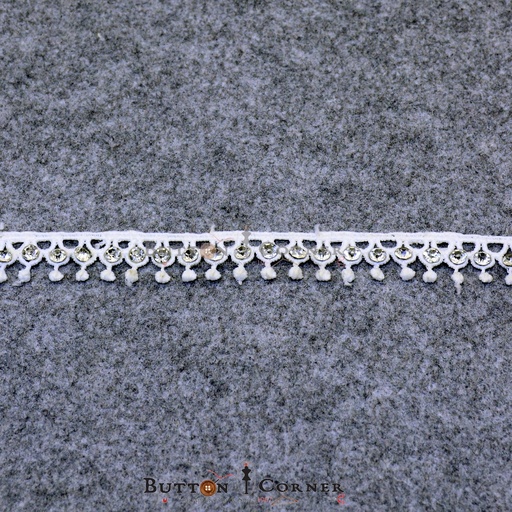 [SHTL82-WHITE] One Side Border Stone Shuttle Lace