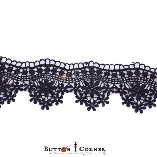 [D11318 BLACK] One Side Border Shuttle Lace