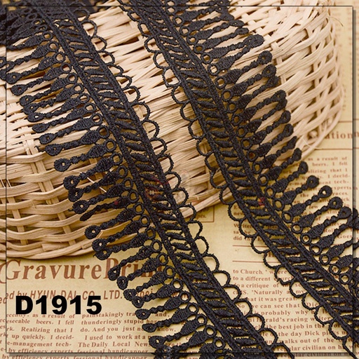 [D1915-BLACK] One Side Border Hanging Lace