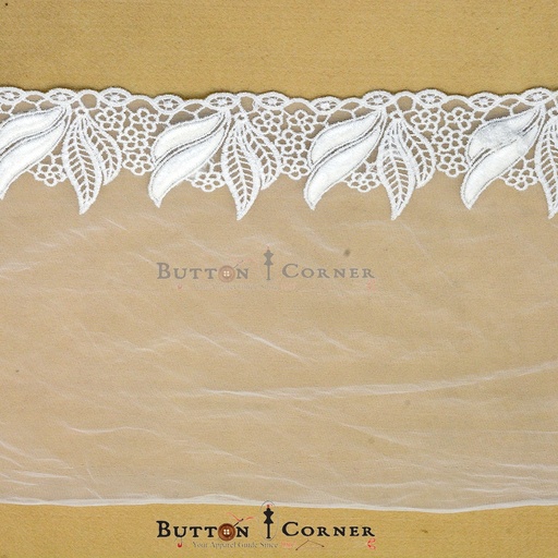 [AYL7878-2-WHITE] One Side Border Net Lace