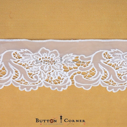 [AL030 WHITE] One Side Border Organza Lace