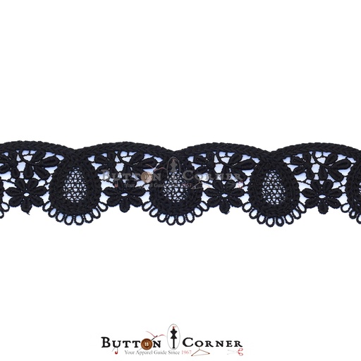 [51942-BLACK] One Side Border Shuttle Lace
