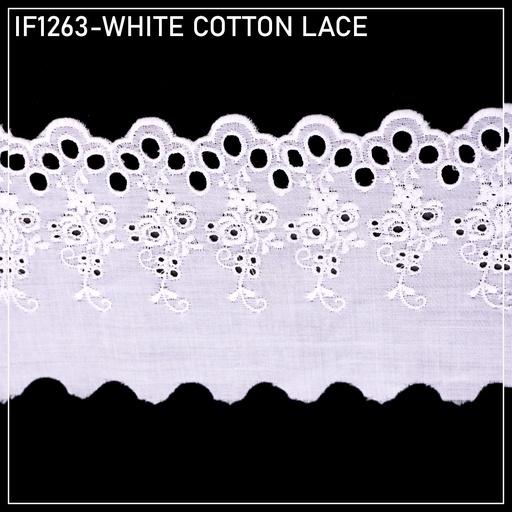 [IF1263-WHITE] Cotton One Side Border Lace