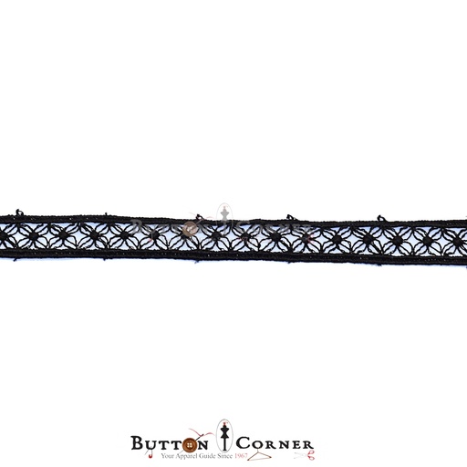 [D11505 BLACK] Double Side Border Shuttle Lace